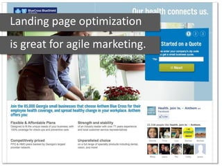 Landing page optimization
is great for agile marketing.
 