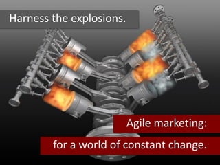 Harness the explosions.
Agile marketing:
for a world of constant change.
 