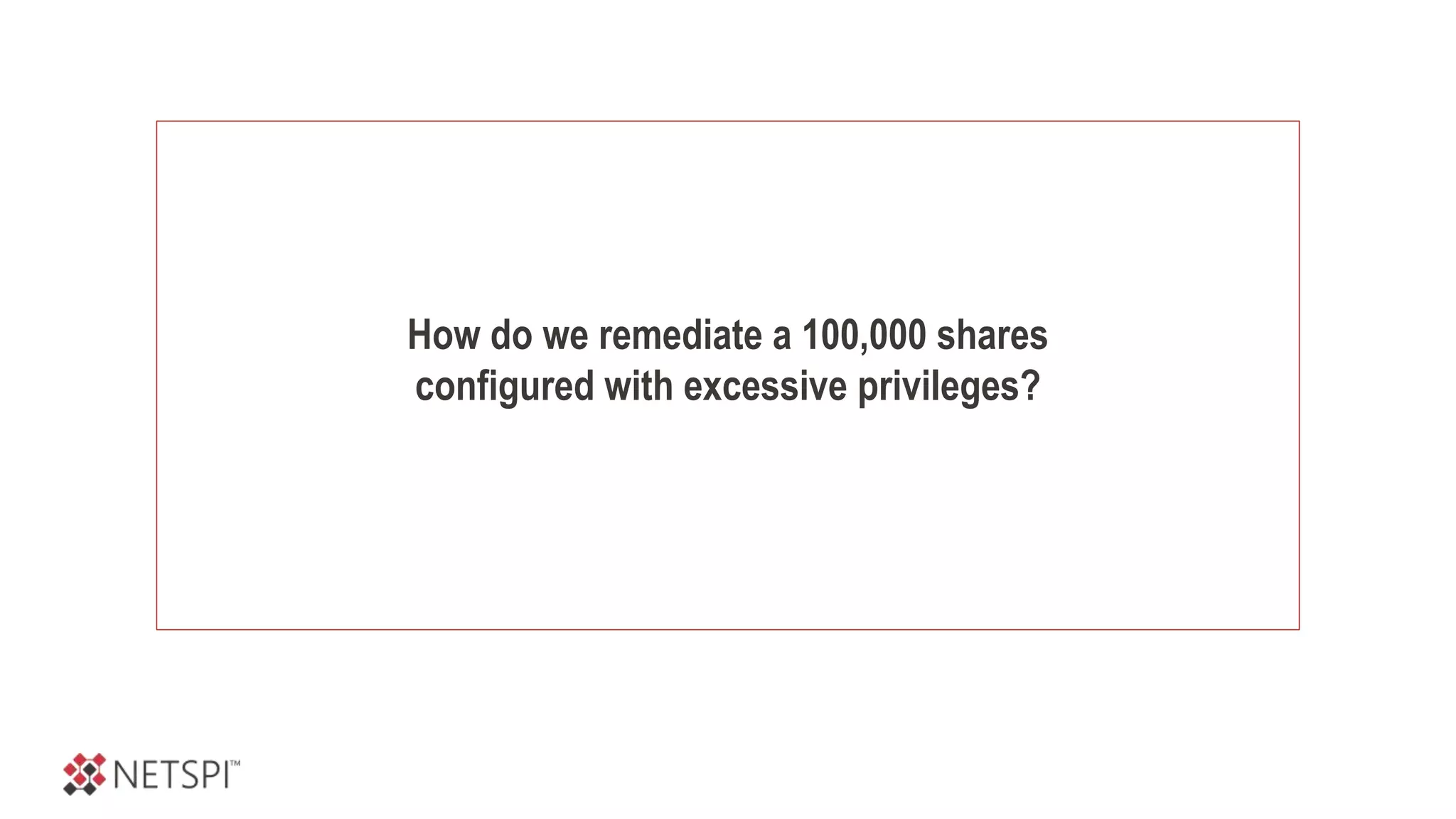 How do we remediate a 100,000 shares
configured with excessive privileges?
 