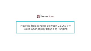 How the Relationship Between CEO & VP
Sales Changes by Round of Funding
 