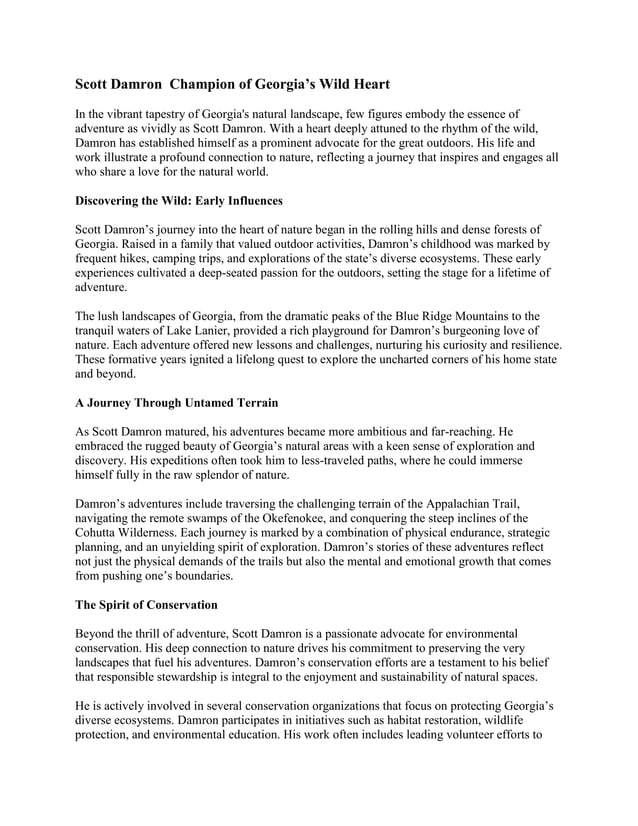Scott Damron Champion Of Georgia S Wild Heart Docx