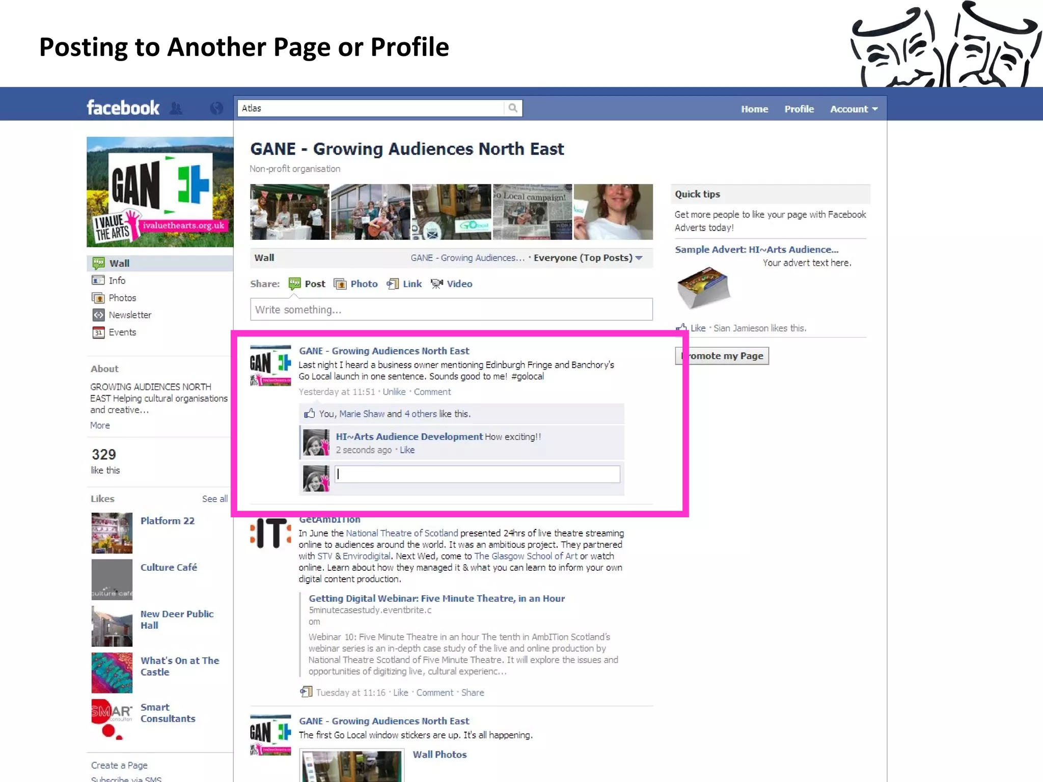 Posting to Another Page or Profile  