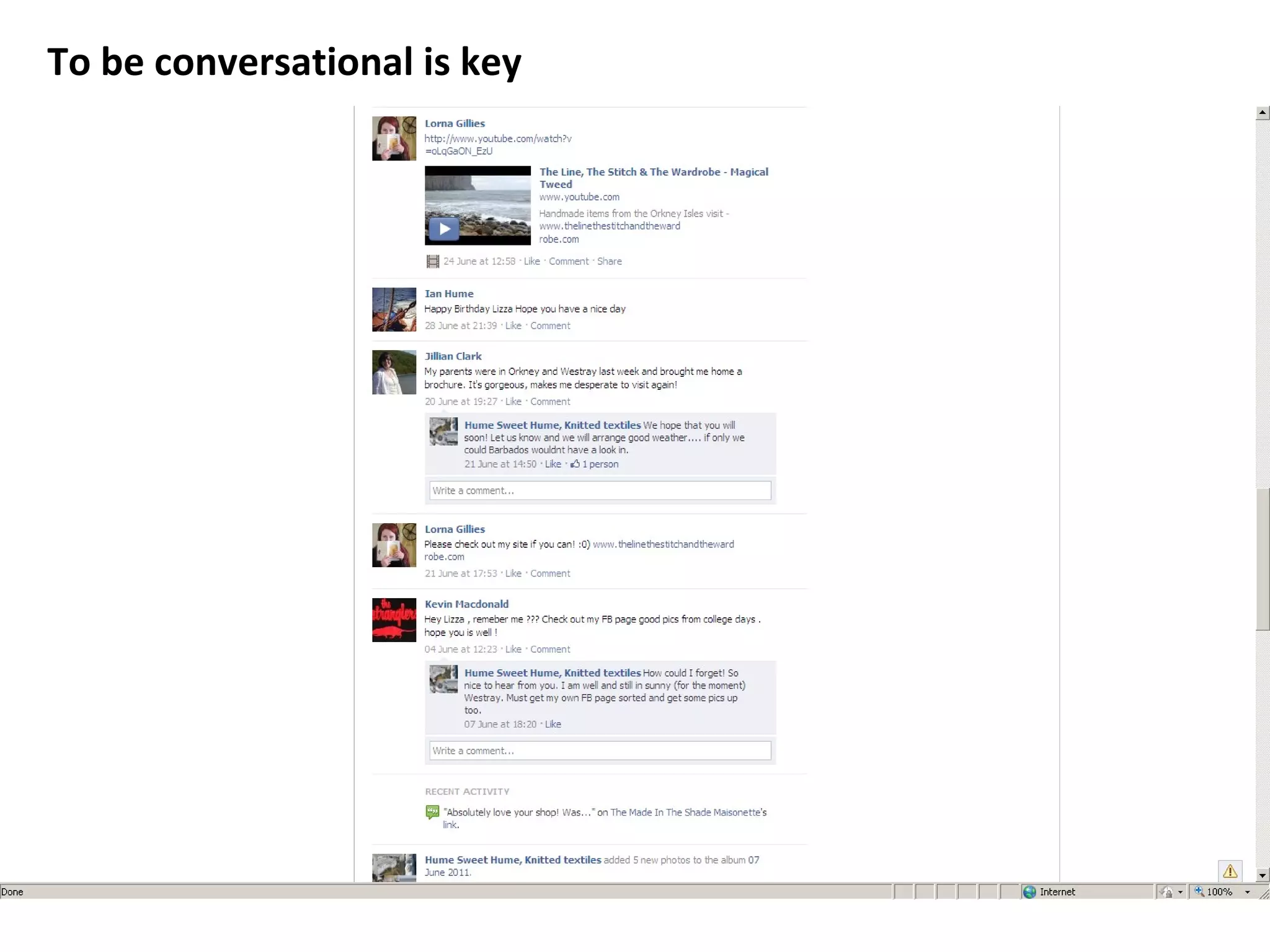 To be conversational is key 