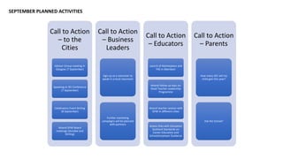 NOVEMBER PLANNED ACTIVITIES
Call to Action –
to the Cities
Celebration event
with Entrepreneurial
Scotland (30
November)
Call to Action –
Educators
Continue to support
teacher groups
Attend follow up days
on Head Teacher
Leadership
Programme
 