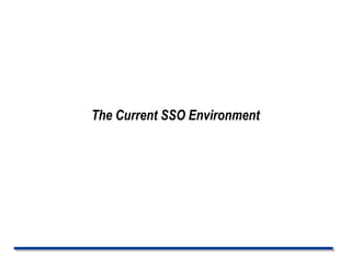 The Current SSO Environment
 