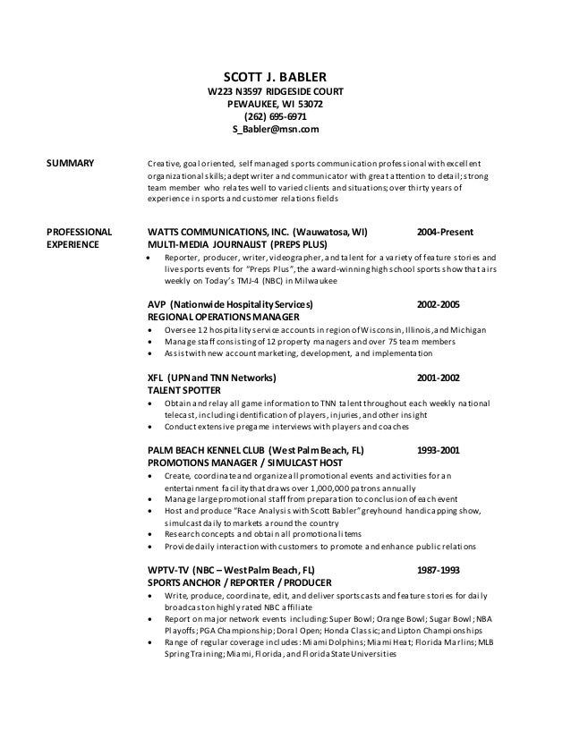 Resume of Scott Babler