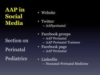 HEALTHCARE on TWITTER Healthcare professionalsAAP, Healthy Children,  AAP News, PediaLink, AAP NCEAMAMDchatRNchatNICUchatHarvard Med, Harvard Health, HarvardNeoHealthSocMedHHS gov, AIDS gov, NIH LibraryRed CrossCDC, NIH