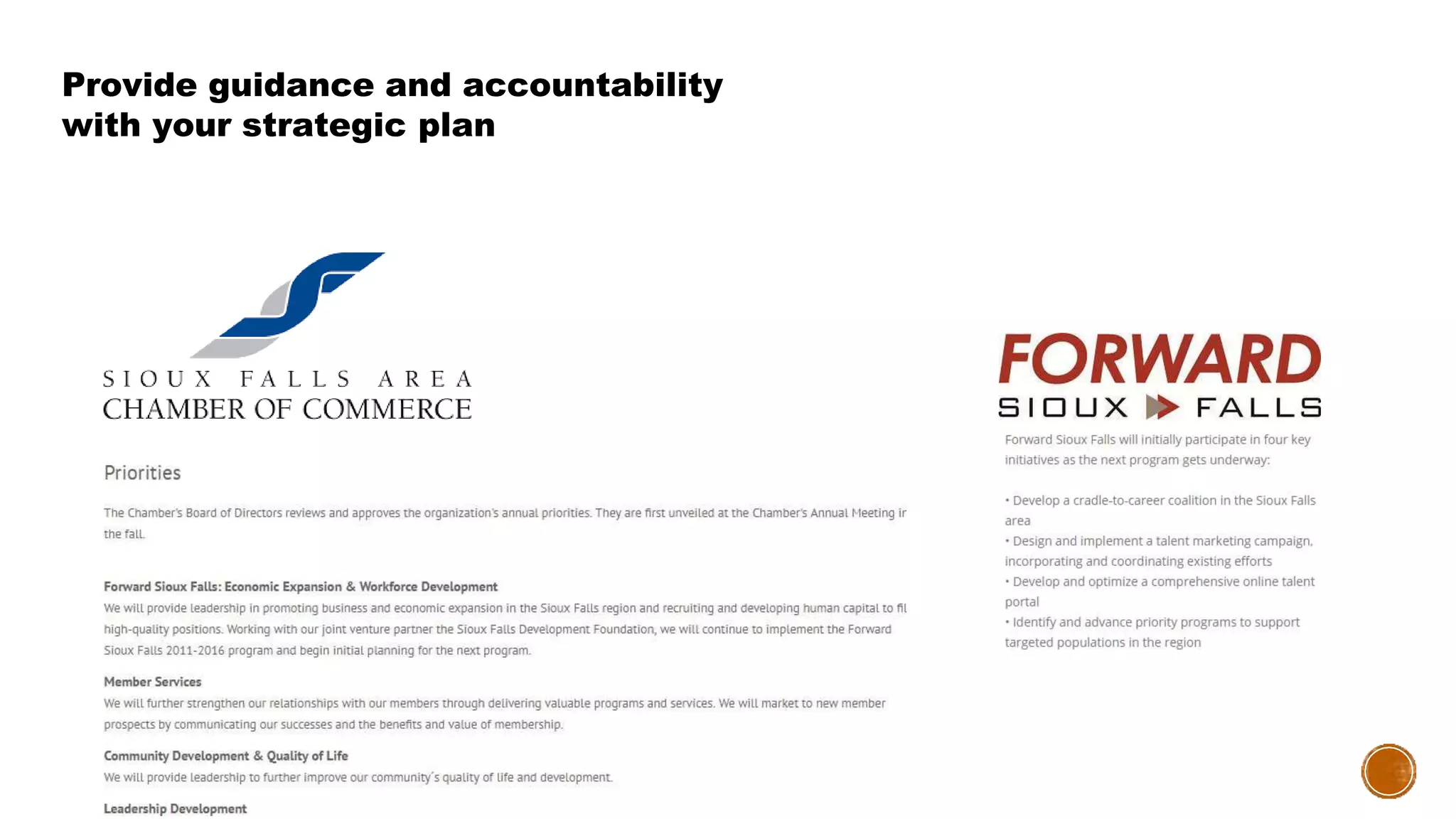 Provide guidance and accountability
with your strategic plan
 