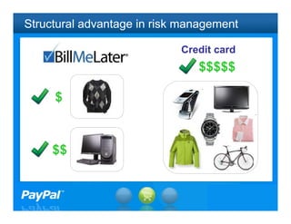 Structural advantage in risk management

                            Credit card
                               $$$$$

     $



     $$


                                          25
 
