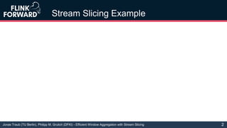 Jonas Traub (TU Berlin), Philipp M. Grulich (DFKI) - Efficient Window Aggregation with Stream Slicing
Stream Slicing Examp...