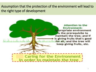 Appropriate environment =
the prerequisite to maintain
the tree
DEVELOPMENT
EE: Attention to the
ENVIRONMENT!
Assumption that the protection of the environment will lead to
the right type of development
7
 
