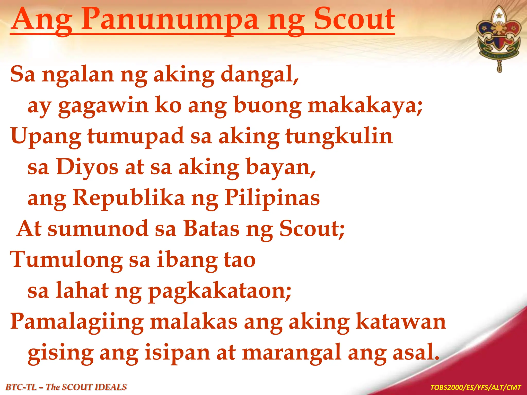 Scout-ideals and character development and learning new skills | PPTX