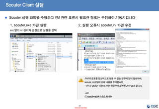 Scouter Client Installation
29
- Internal Use Only-
1. 압축 해제
ex) 사전 작업에서 다운받은 client 파일을 압축해제
2. 설치 확인
클라이언트를 다운로드받은 후 압축을 해제합니다.
 