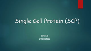 Single Cell Protein (SCP)
SURYA S
21PHBOF002
 