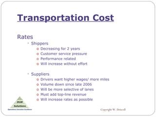 Transportation Rates Example Scpn Presentation Transportation Cost | PPT