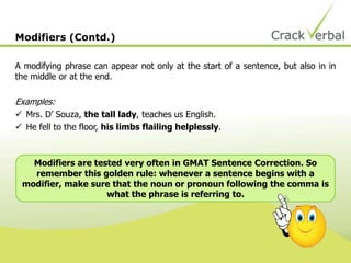 Modifier Comma Rule Example GMAT Sentence Correction Handbook (4/5) | PPTX