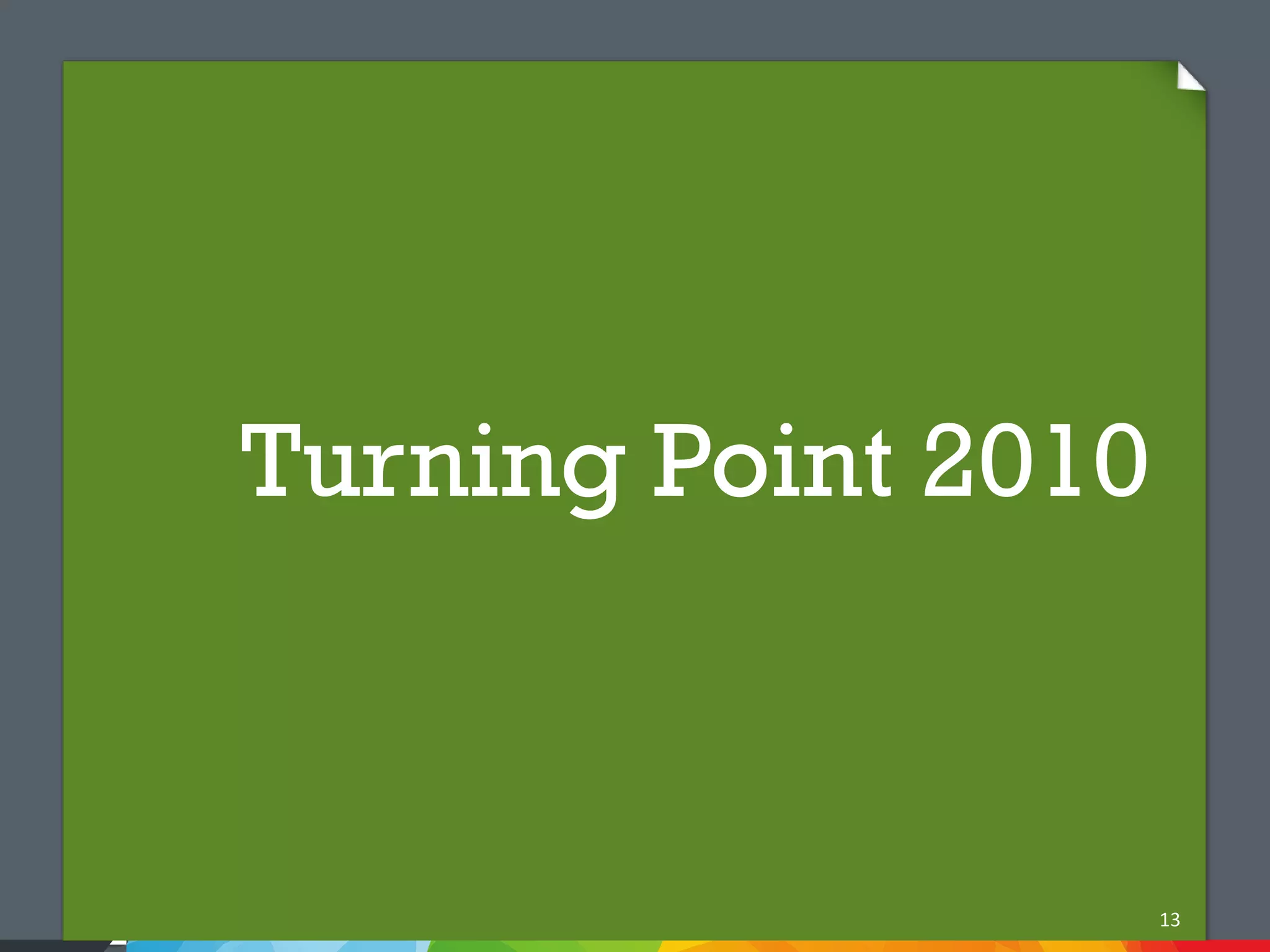 Turning Point 2010



                     13
 