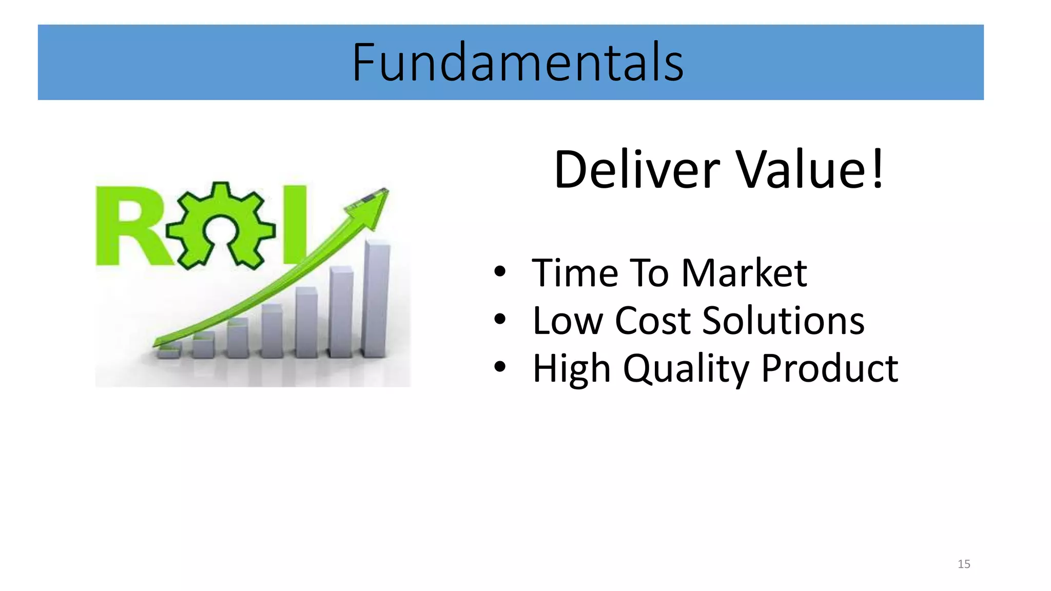 Fundamentals Deliver Value! • Time To Market • Low Cost Solutions • High Quality Product 15 