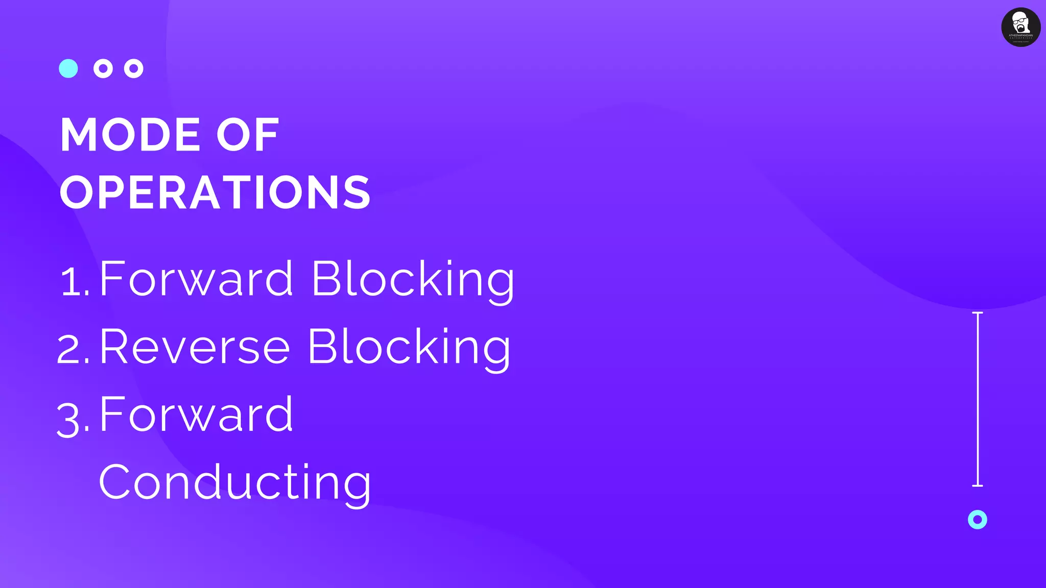 MODE OF
OPERATIONS
Forward Blocking
Reverse Blocking
Forward
Conducting
1.
2.
3.
 