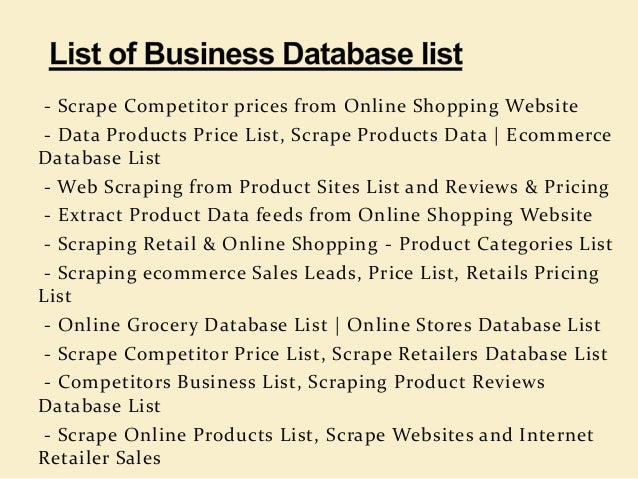 scrape competitor prices from online shopping website online shopping list with prices