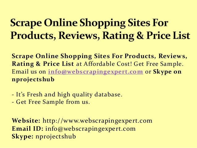 scrape online shopping sites for products reviews rating price li online shopping list with prices