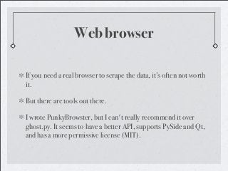 Scraping from the Web: An Overview That Does Not Contain Too Much Cussing