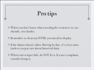 Scraping from the Web: An Overview That Does Not Contain Too Much Cussing