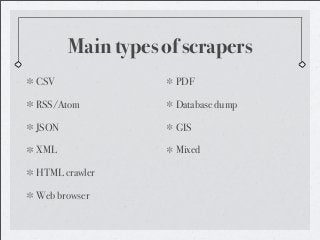 Scraping from the Web: An Overview That Does Not Contain Too Much Cussing