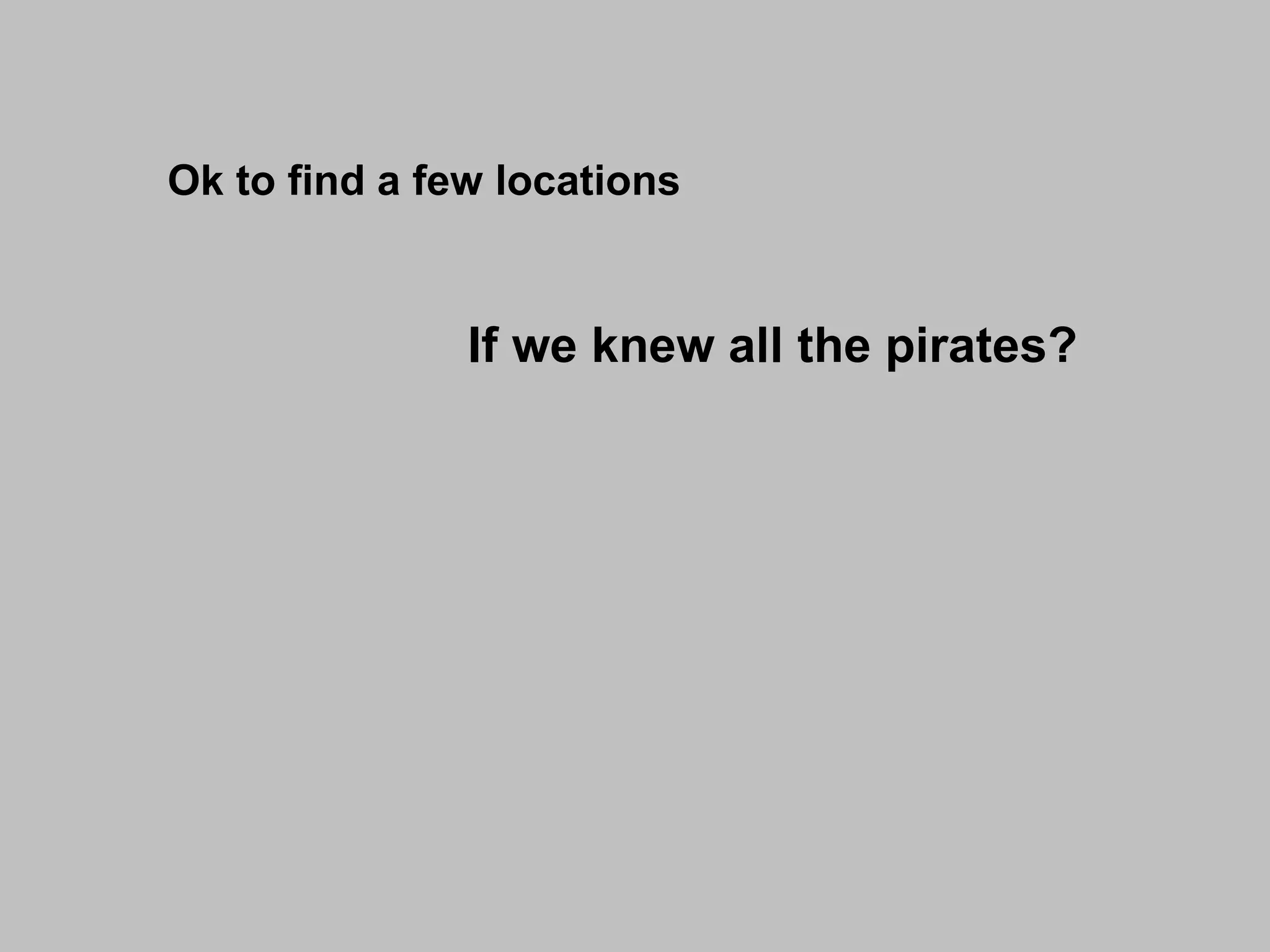 Ok to find a few locations If we knew all the pirates? 