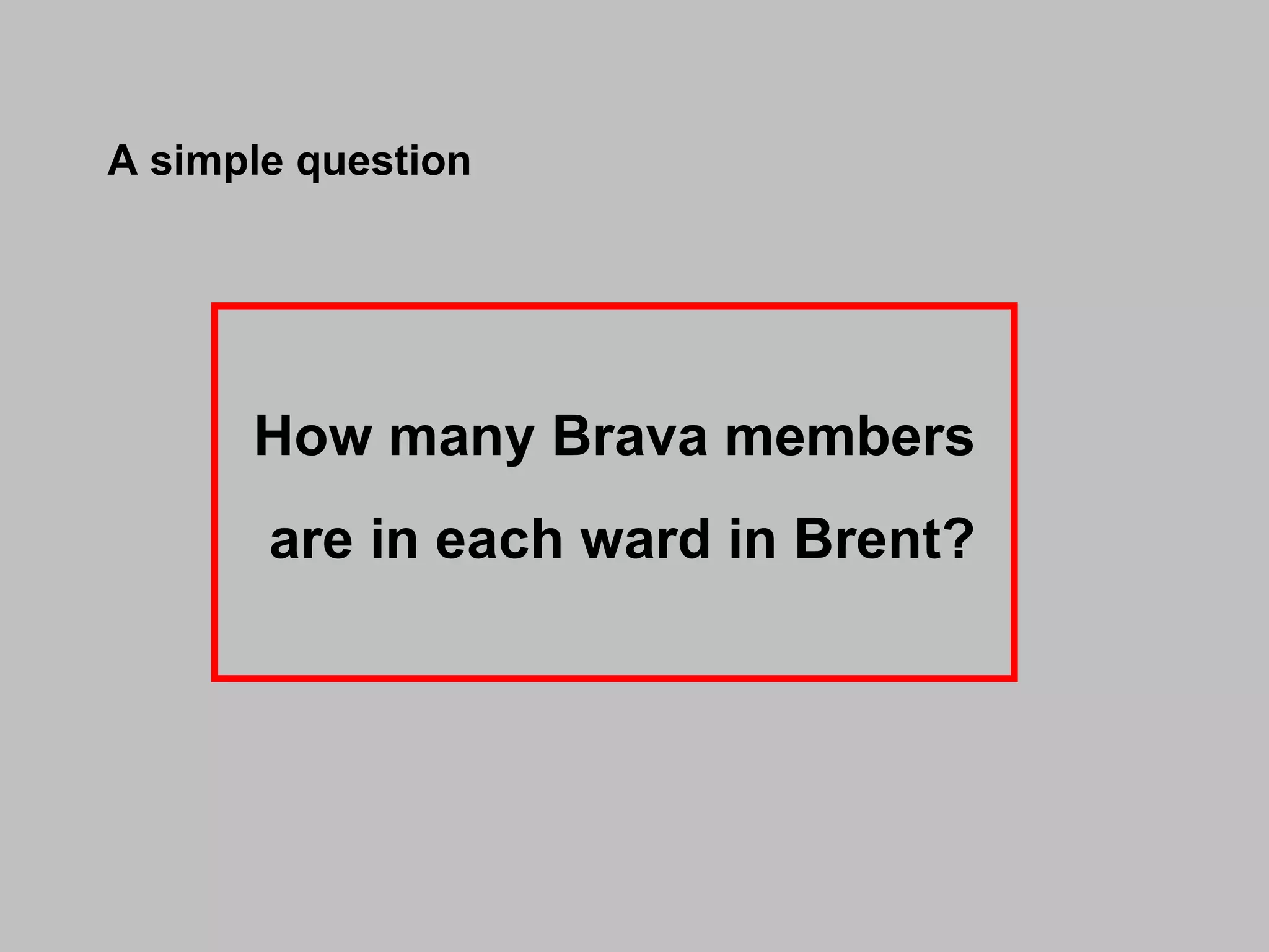 A simple question How many Brava members are in each ward in Brent? 