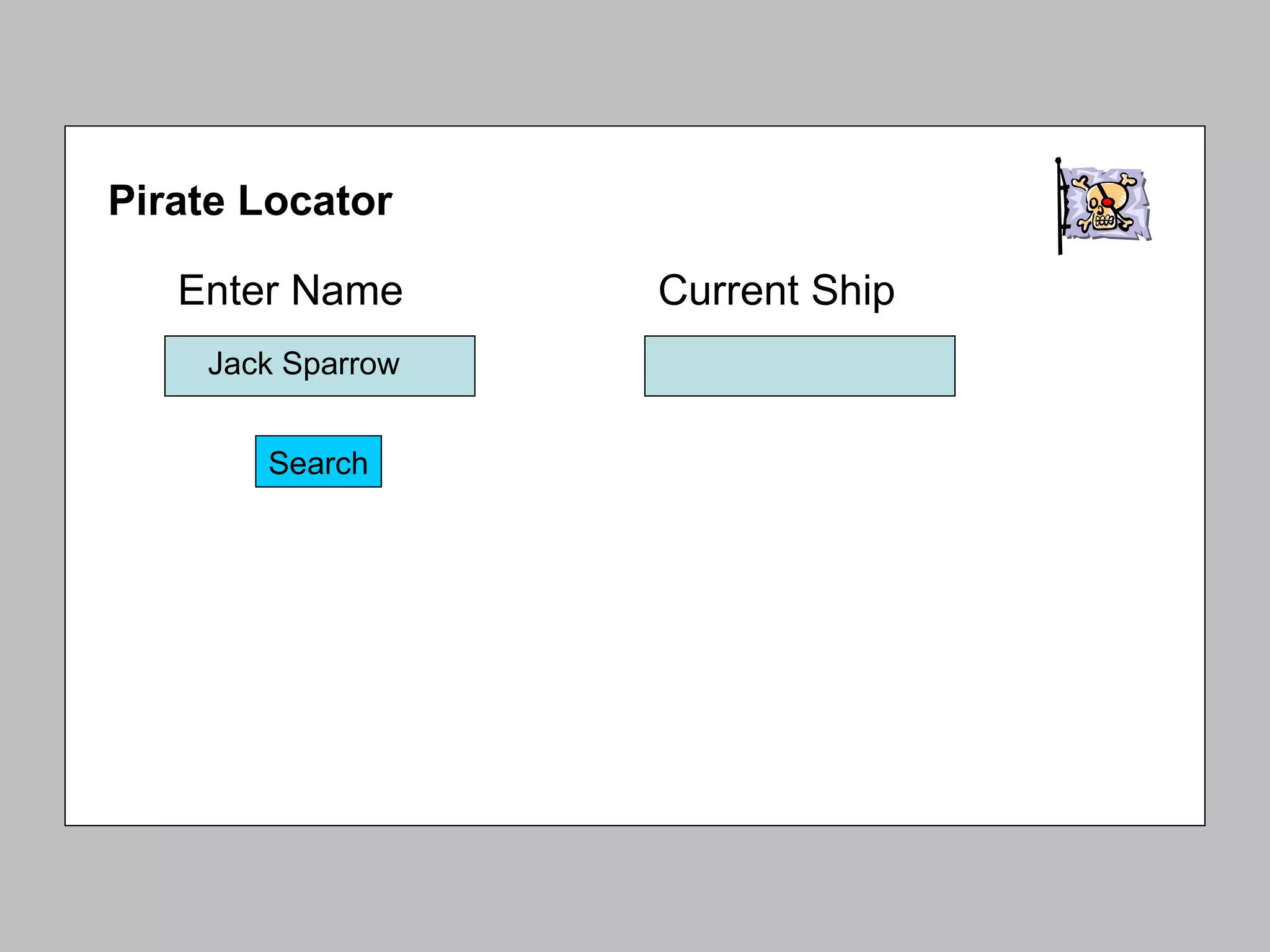 Enter Name Search Jack Sparrow Current Ship Pirate Locator 