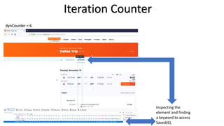 Inspecting the
element and finding
a keyword to access
Saved(6).
dynCounter = 6
Iteration Counter
 