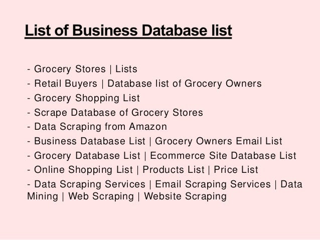 grocery store list