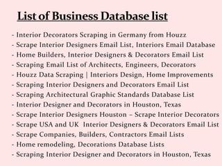 Scraping Interior Design and Furniture Websites | PPTX