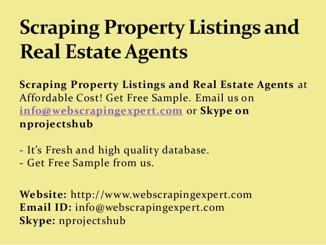scraping property listings and real estate agents free property listings