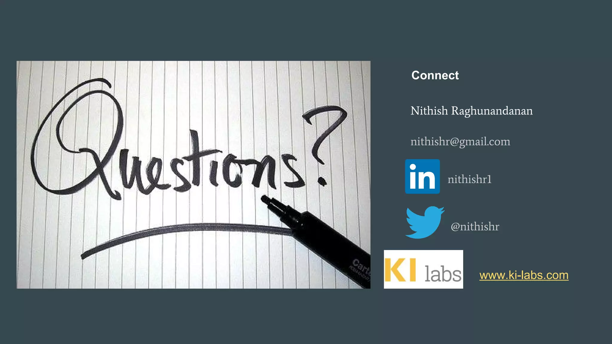 nithishr1 @nithishr nithishr@gmail.com Connect Nithish Raghunandanan www.ki-labs.com 