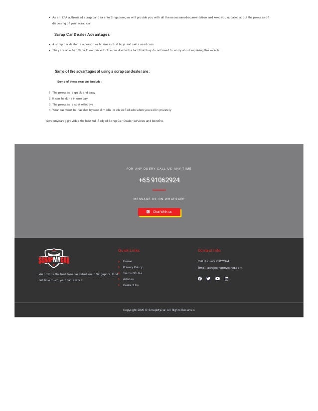 lta authorised scrap car dealer in singapore