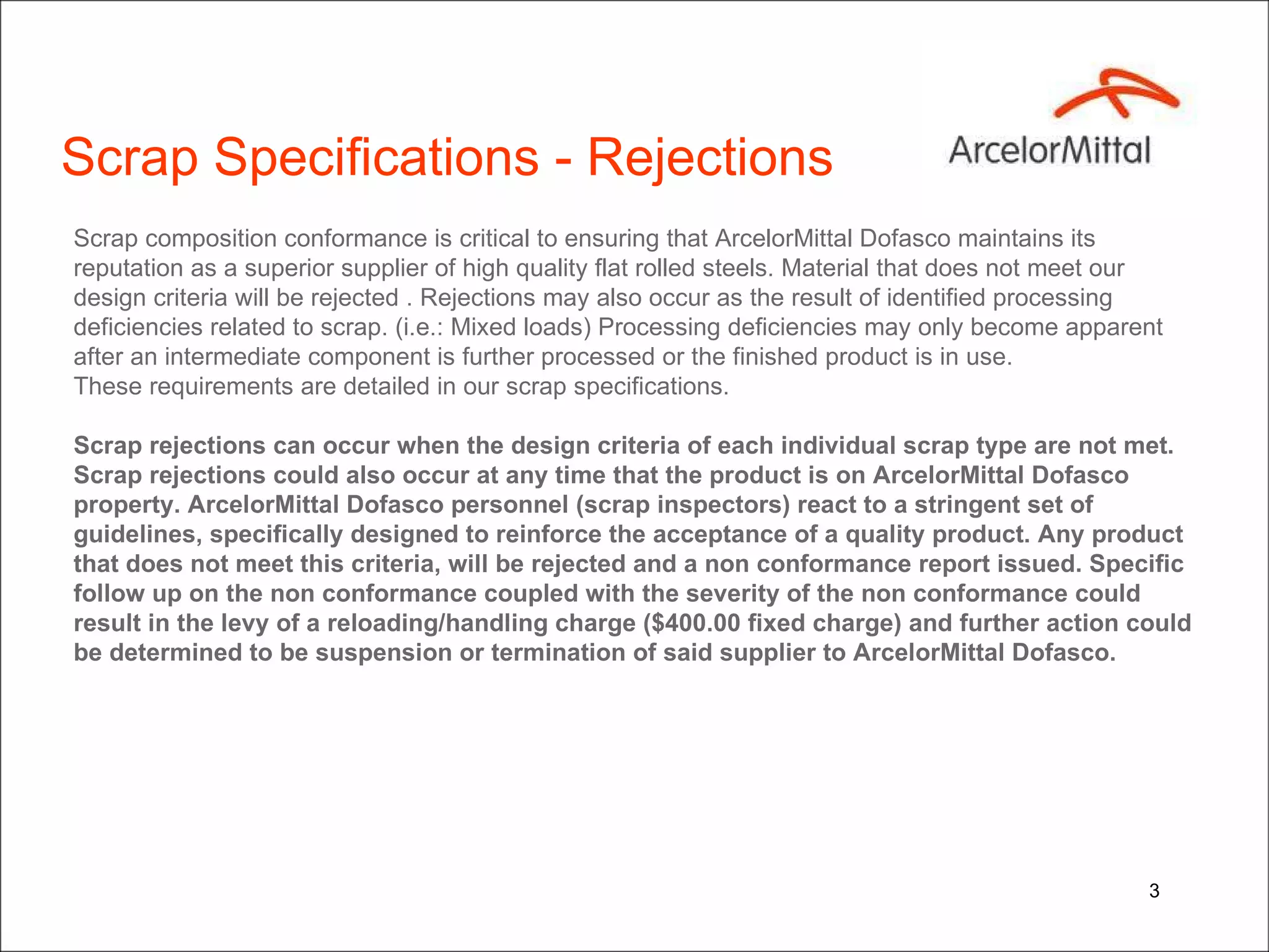 Scrap Requirements Scrap Specifications | PPT