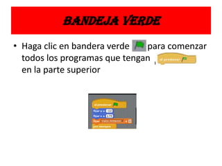 BANDEJA VERDE
• Haga clic en bandera verde para comenzar
todos los programas que tengan
en la parte superior
 