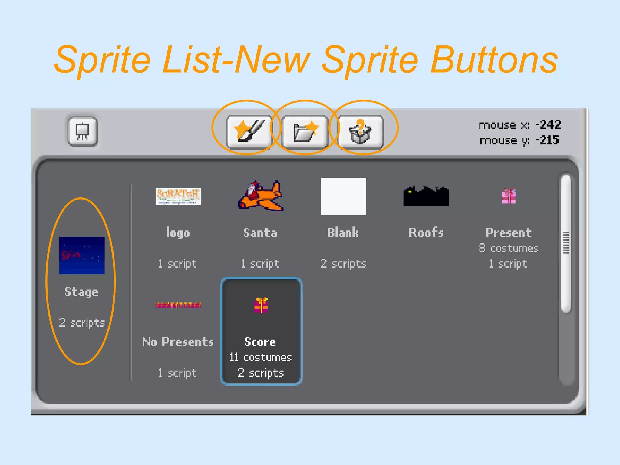Sprite List-New Sprite Buttons   