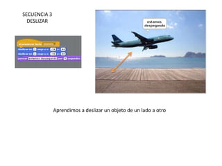 SECUENCIA 3
DESLIZAR
Aprendimos a deslizar un objeto de un lado a otro