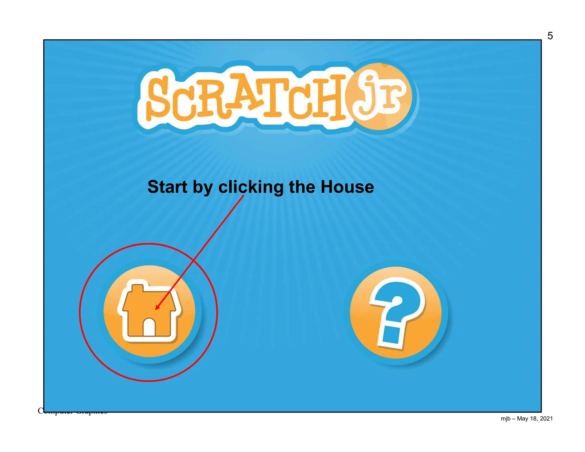 mjb – May 18, 2021 5 Computer Graphics Start by clicking the House 