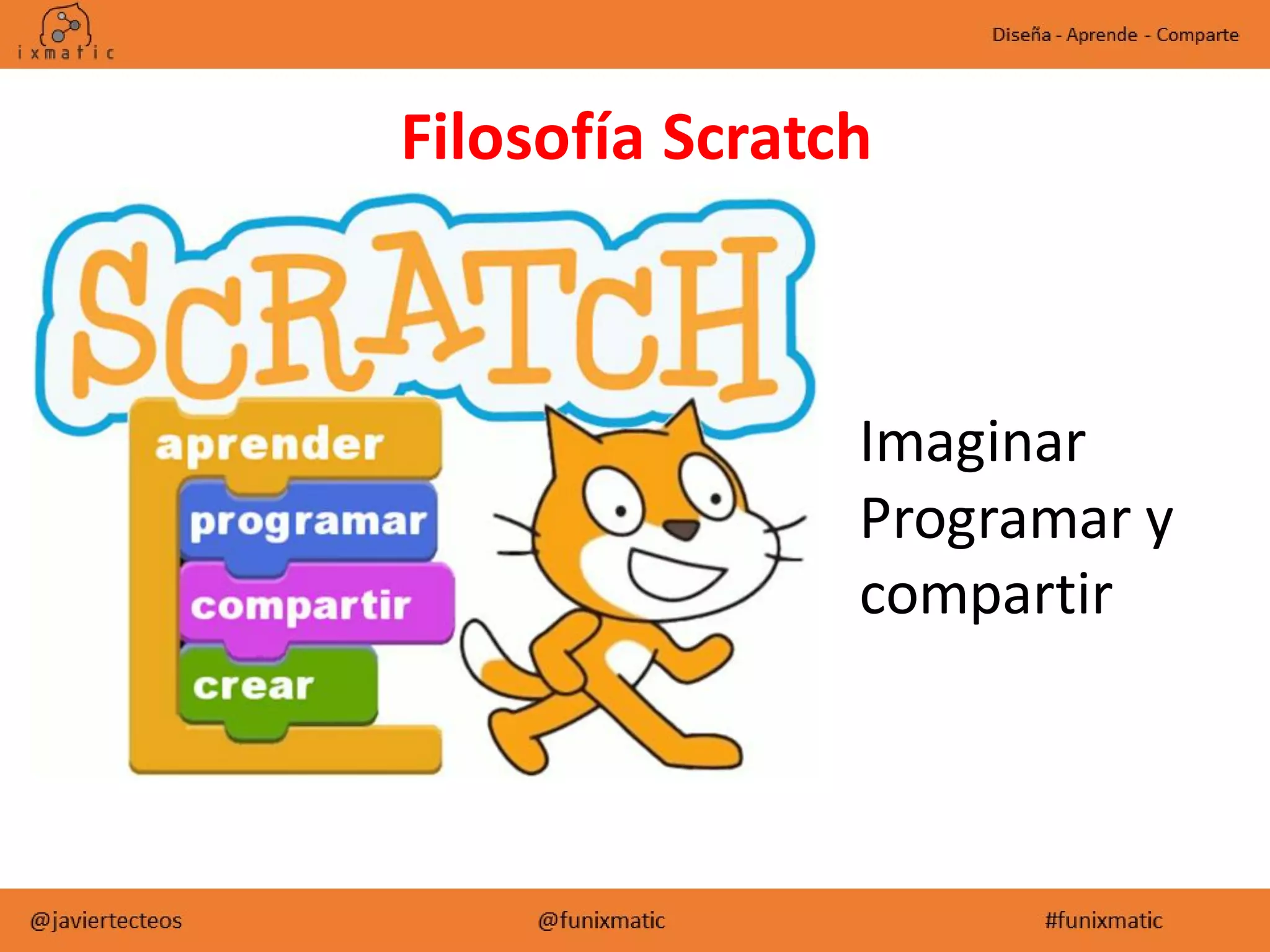 Filosofía Scratch
Imaginar
Programar y
compartir
 
