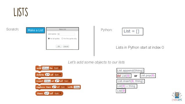 Looking at how Scratch and Python compare