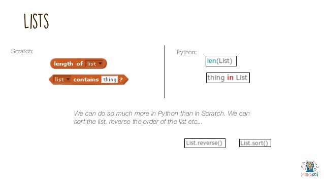 Looking at how Scratch and Python compare