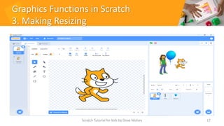 Graphics Functions in Scratch
3. Making Resizing
17
Scratch Tutorial for kids by Doaa Mohey
 