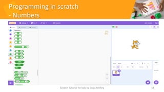 Programming in scratch
- Numbers
54
Scratch Tutorial for kids by Doaa Mohey
 