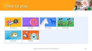 Time to play
63
Scratch Tutorial for kids by Doaa Mohey
 