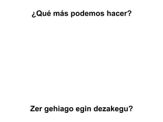 Zer gehiago egin dezakegu?
¿Qué más podemos hacer?
 