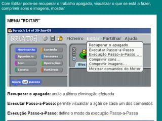 Luisa Fadista
Com Editar pode-se recuperar o trabalho apagado, visualizar o que se está a fazer,
comprimir sons e imagens, mostrar
 